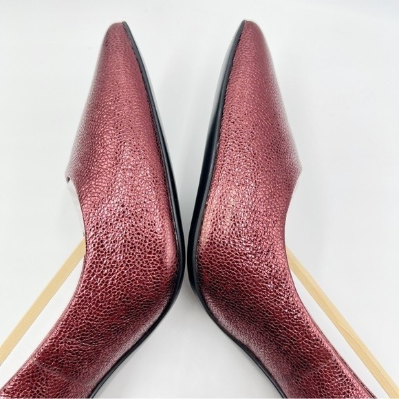 11N 11 NARROW WIDTH Naturalizer Womens Anna Metallic Cranberry Red Leather Heels - Picture 10 of 16